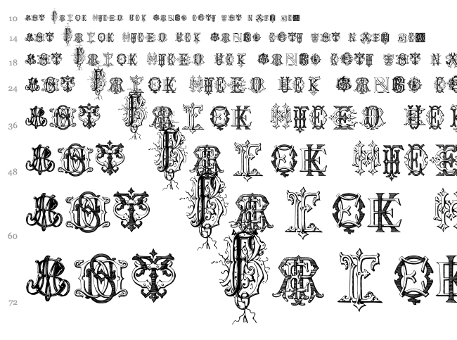 Intellecta Monograms Random Samples Four font waterfall
